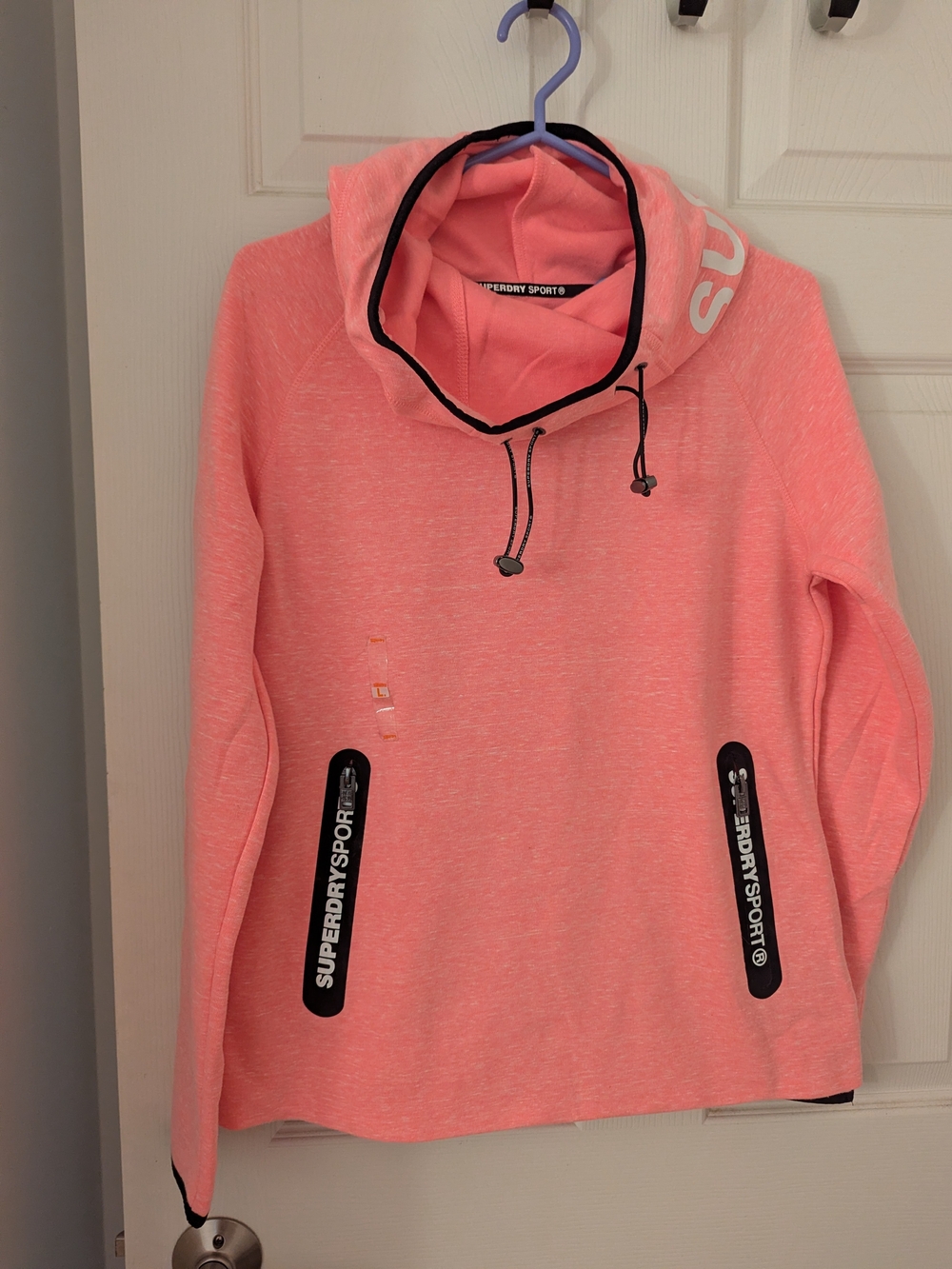 Superdry Women's Coral Pink Gym Tech Cowl Neck Hoodie